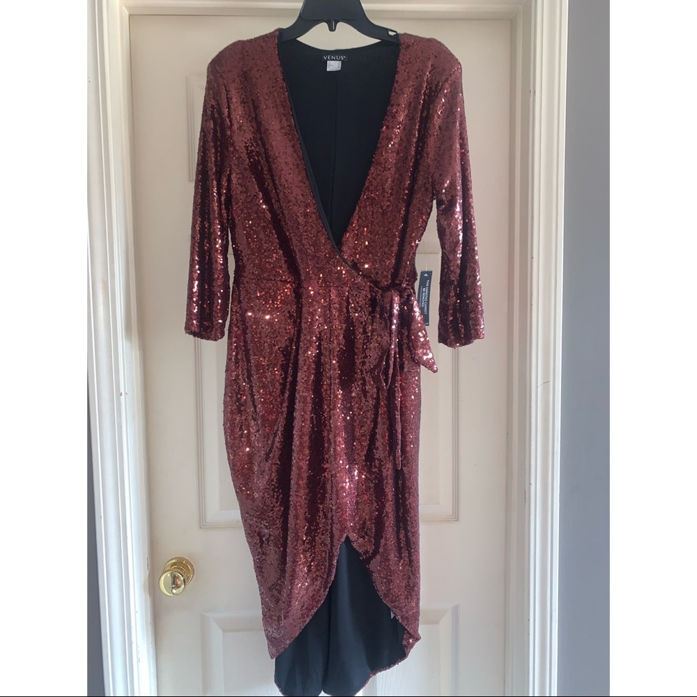 Sequin Tulip Wrap Dress